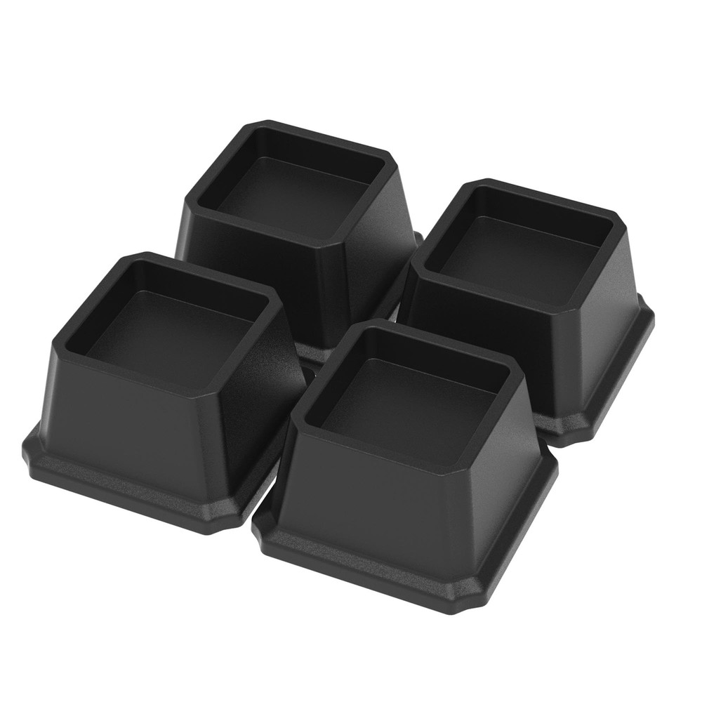 Bed Risers 2 Inch Heavy Duty Elevators for Bed/Table 4 Pack Black 1500 lbs