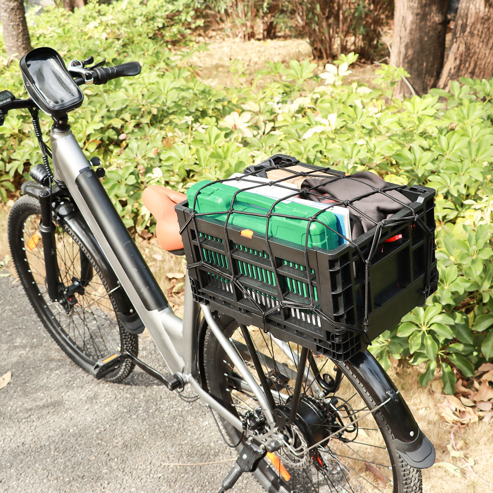 Bike Foldable Rear Basket, Rear Bicycle Cargo Rack, Ebike Storage Rear Basket