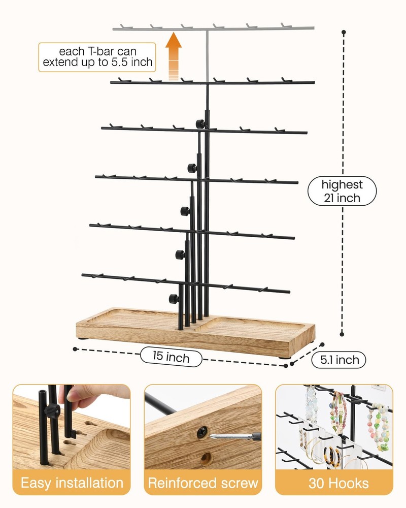 HULISEN Earring Display for Vendors, Adjustable Height Carbonized Brown