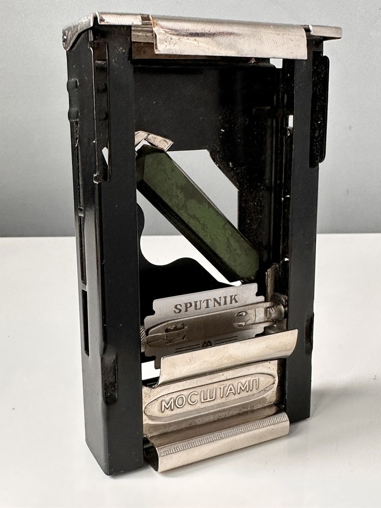 Vintage Soviet Russian Barber Razor Blade Sharpener Machine Tool Box 1950s