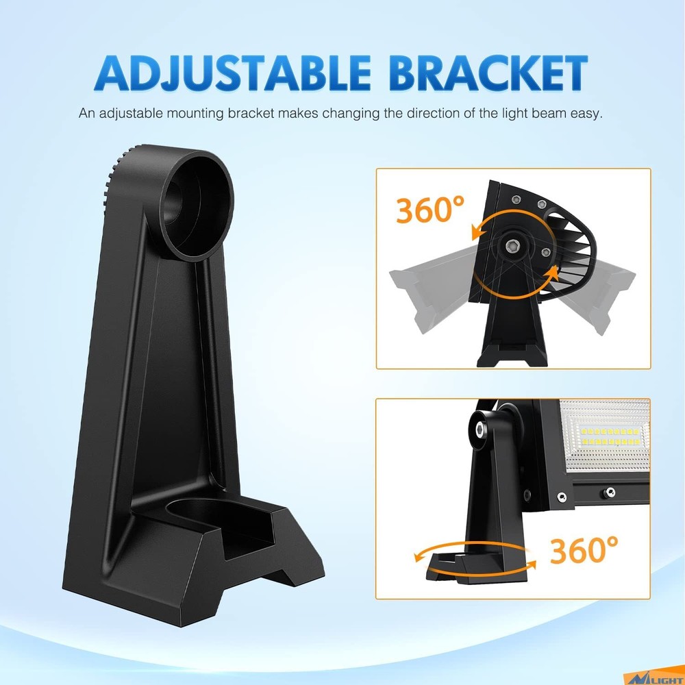 Nilight Universal Side-Mounted Adjustable Brackets Kits With Rubber Pads
