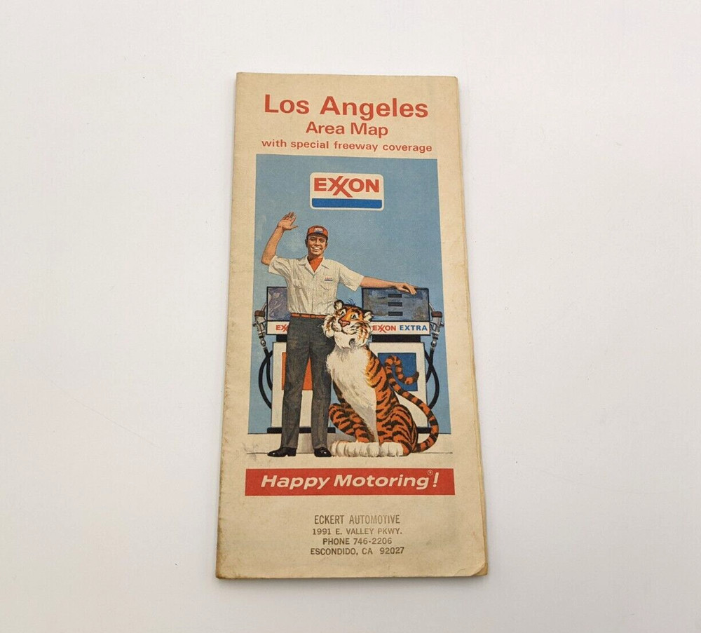 1973 Exxon Los Angeles Area Map Booklet Pullout with Special Freeway Coverage