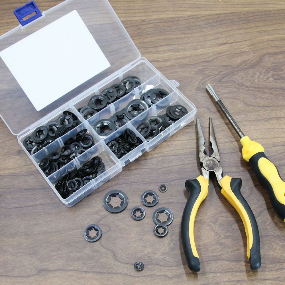 340pcs Internal Tooth Star Lock Spring Quick Washer Push On Speed Nut Assortment