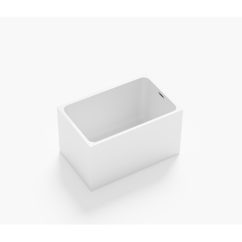 47" Acrylic Freestanding Soaking Bathtub Gloss White Rectangular Modern