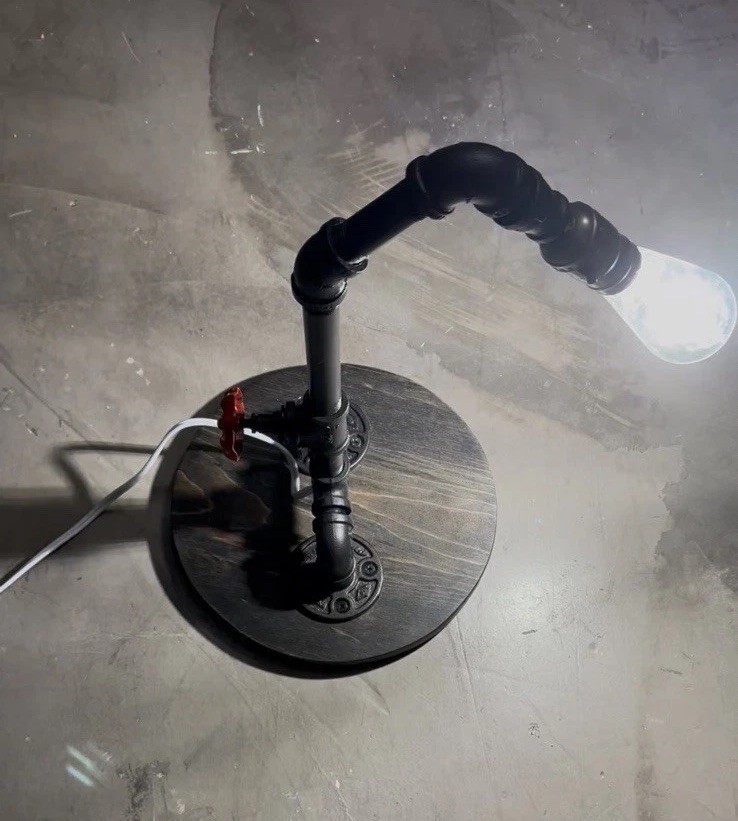 Steampunk Table Lamp Black Industrial Pipe