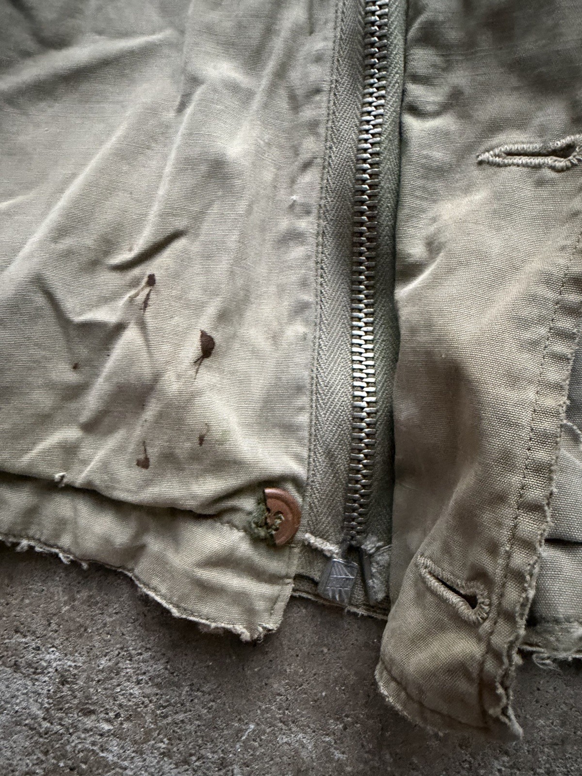 Vintage 1940s U.S. Army M41 Jacket OD Poplin Field Medium Olive Stencil Infantry