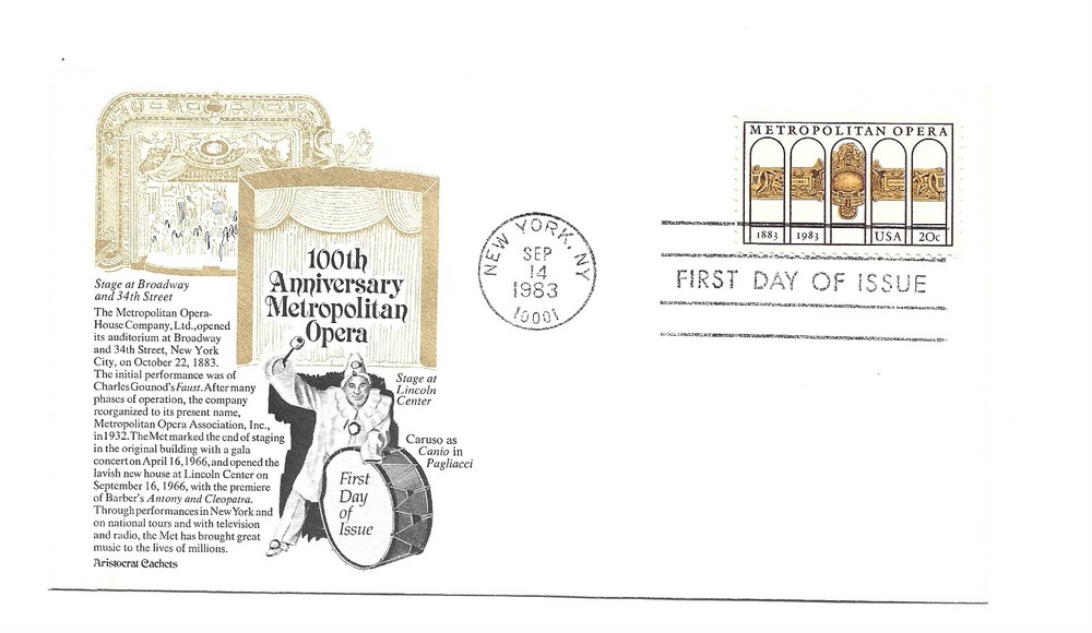 2054 Metropolitan Opera, Aristocrat Cachets, FDC