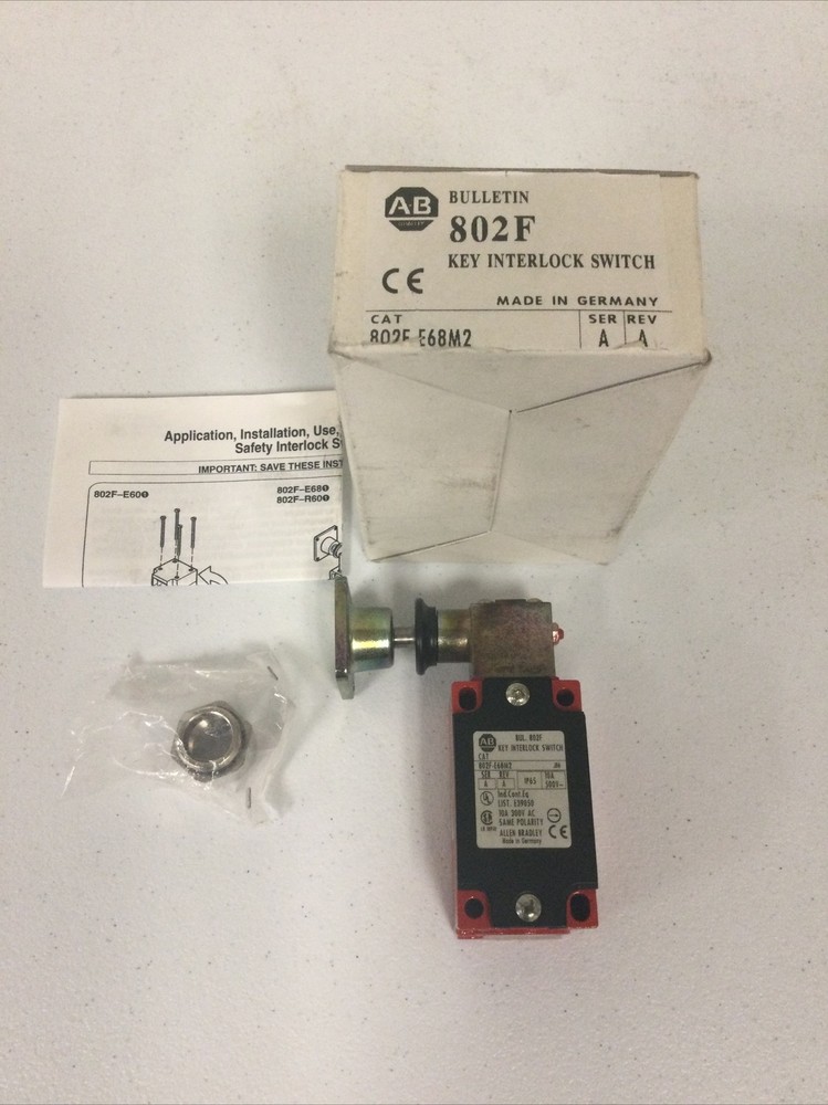 NEW, ALLEN BRADLEY 802F-E68M2 KEY INTERLOCK SAFETY SWITCH SER.A REV.A, FREE SHIP
