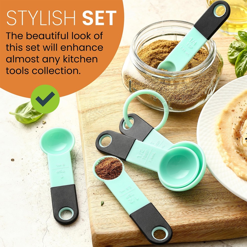 Spring Chef Mint Magnetic Measuring Cups and Spoons Set of 9, Stackable Plast...