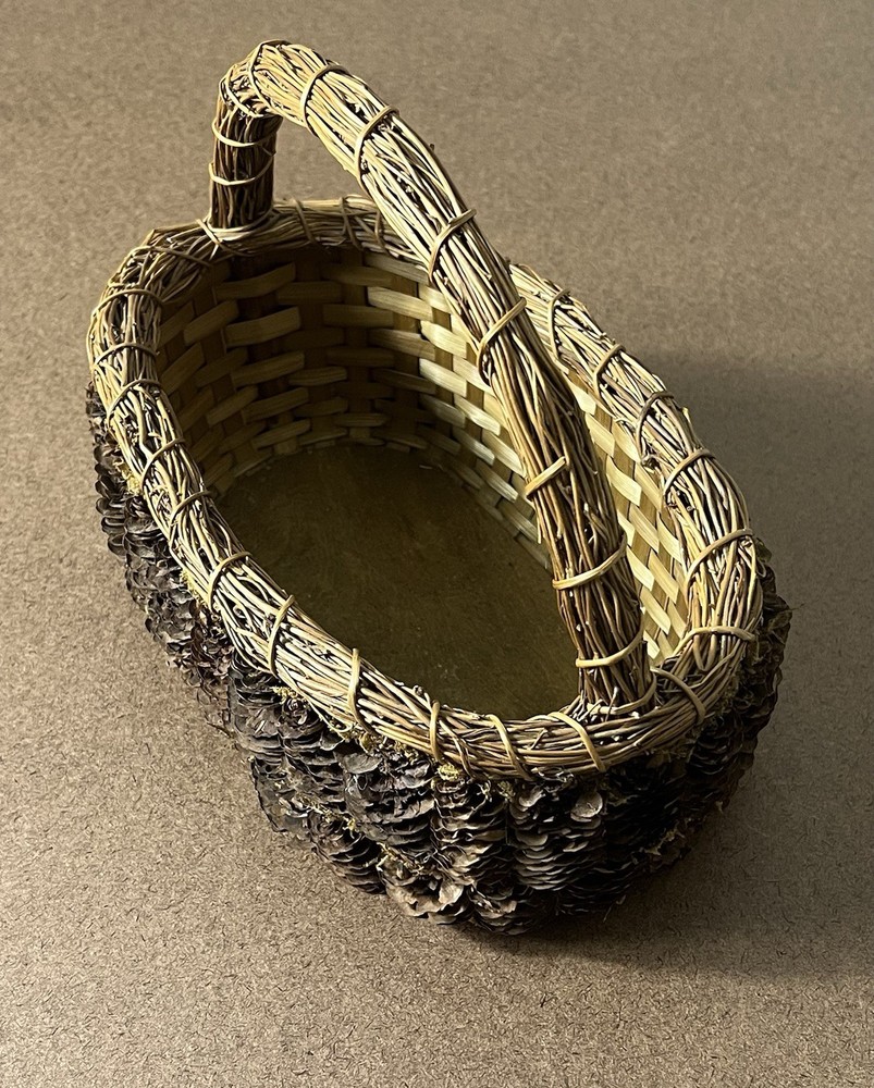 Oval Pinecone and Twig Gathering Basket