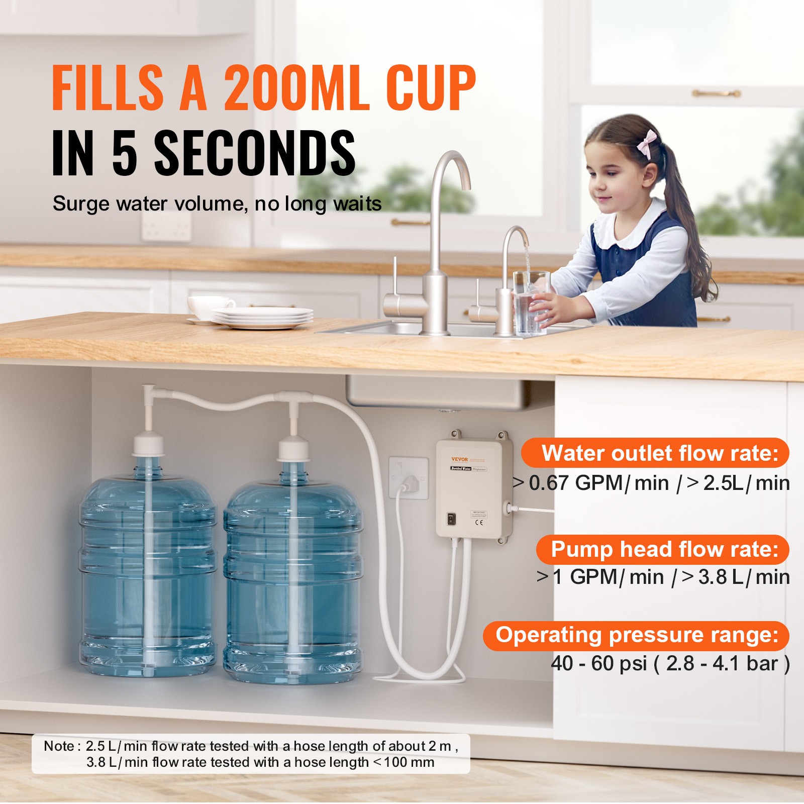 VEVOR 2x5 Gallon Bottled Water Dispenser Pump System Water Dispensing Jug Pump