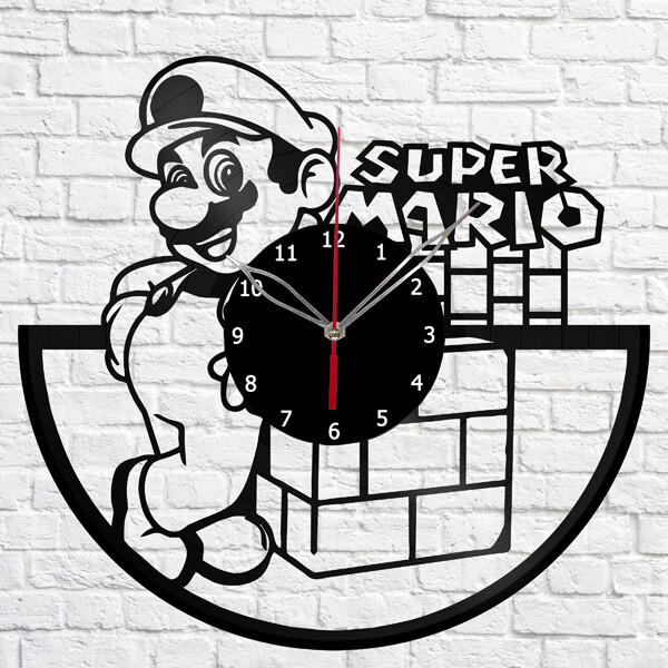 Vinyl Clock Super Mario Wall Clock Unique Art Vinyl Record Wall Clock 1337