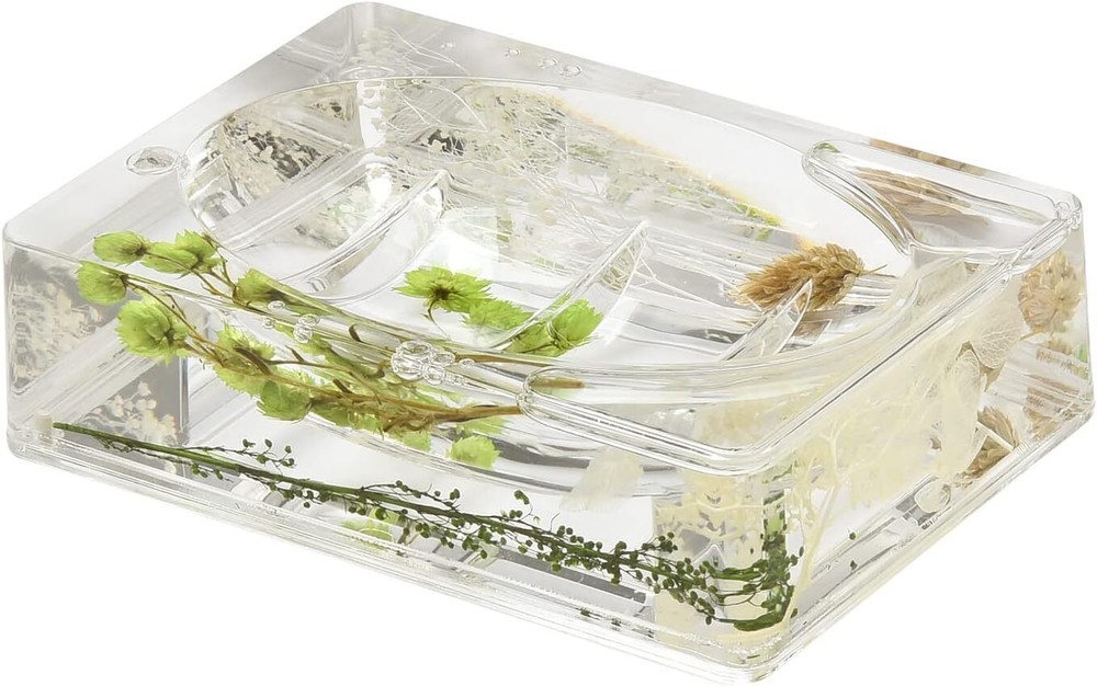 4 Piece Acrylic Liquid 3D Floating Motion Bathroom Vanity Accessory Set Greenery