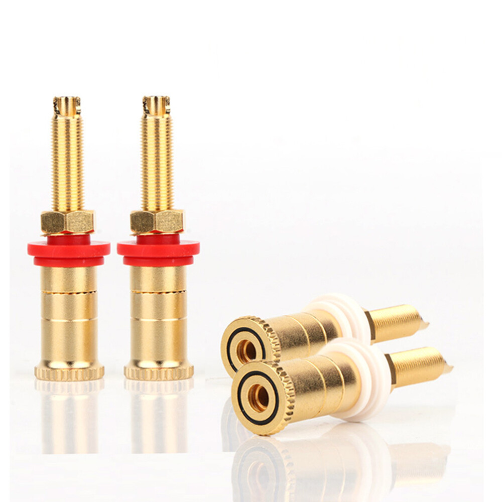 4pcs Gold Plated Copper Speaker Binding Posts Terminal Connector for HIFI Audio