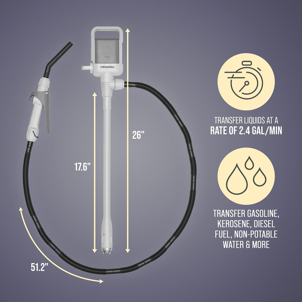 Automatic Fuel Transfer Pump with Nozzle for Quick Flow Control & Stop, 3X Mo...