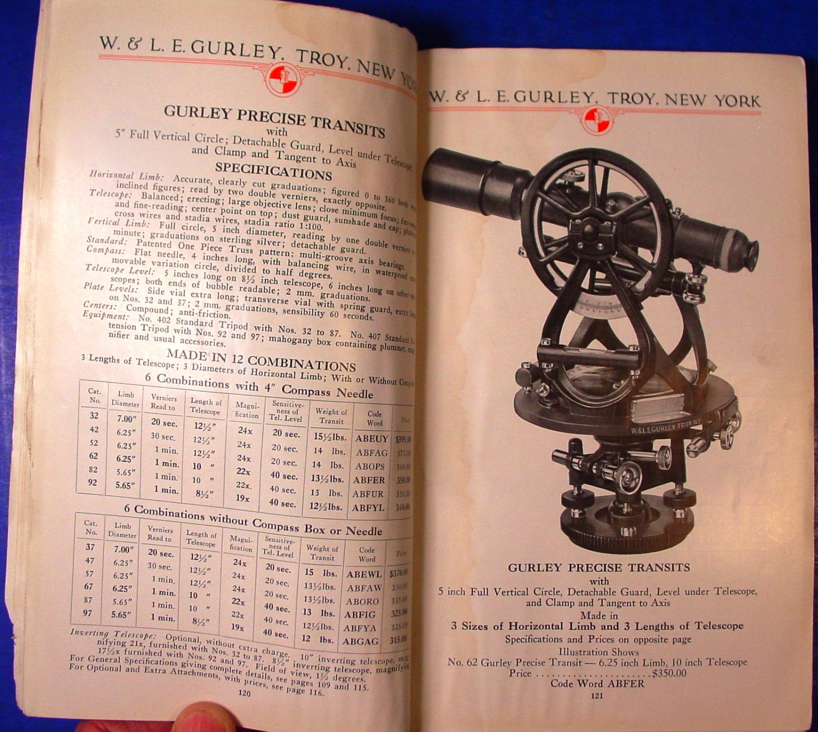 1928 Gurley Engineering Surveying & Drafting Insts. Catalog/Bulletin