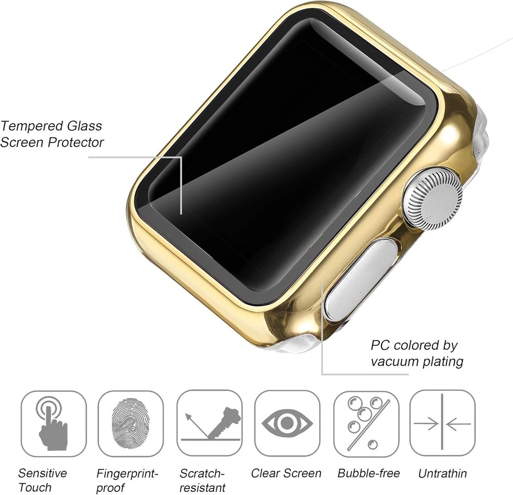 Secbolt 40mm Case w/ Screen Protector for Apple Watch Series 4/5 Gold