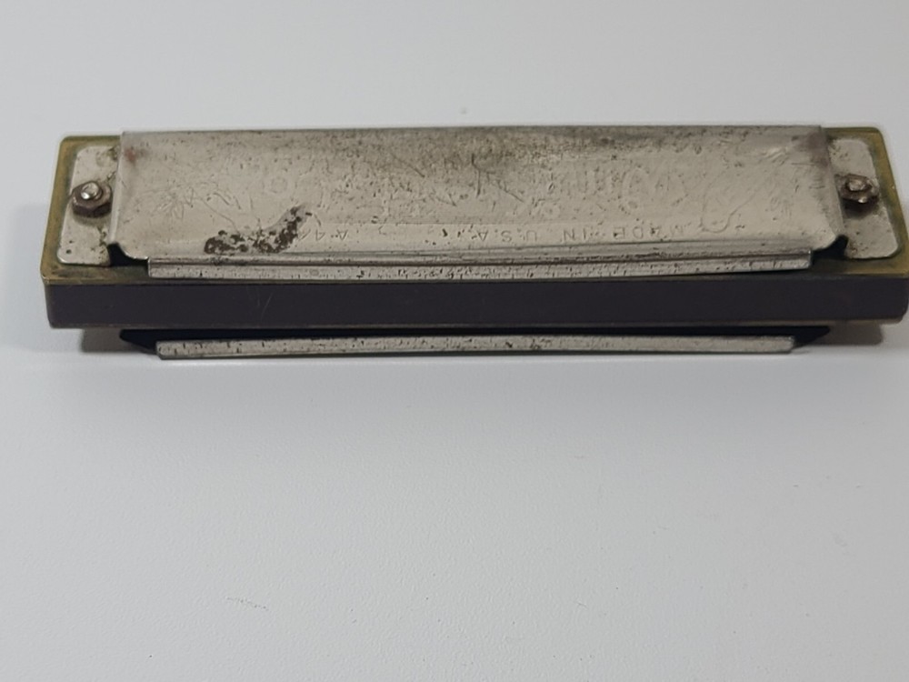 M Hohner Professional Harmonica Silver Bronze Solid Rectangular USA Made Vintage
