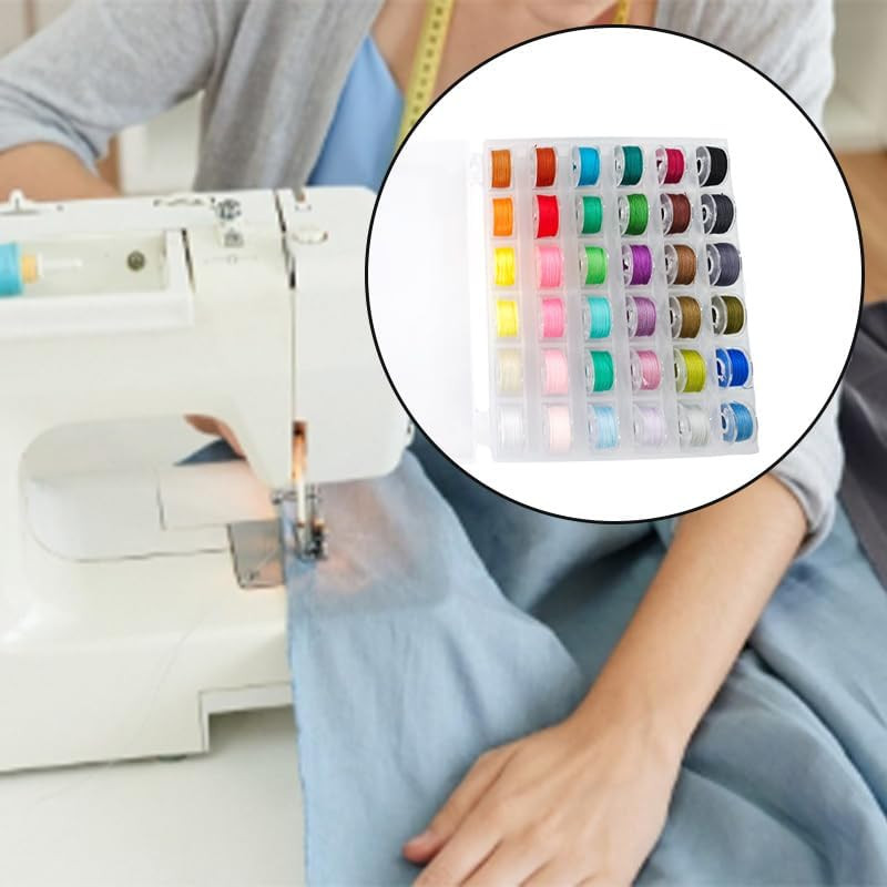 36 Pcs Bobbins and Sewing Threads Prewound Bobbin Thread with Clear Storage Case