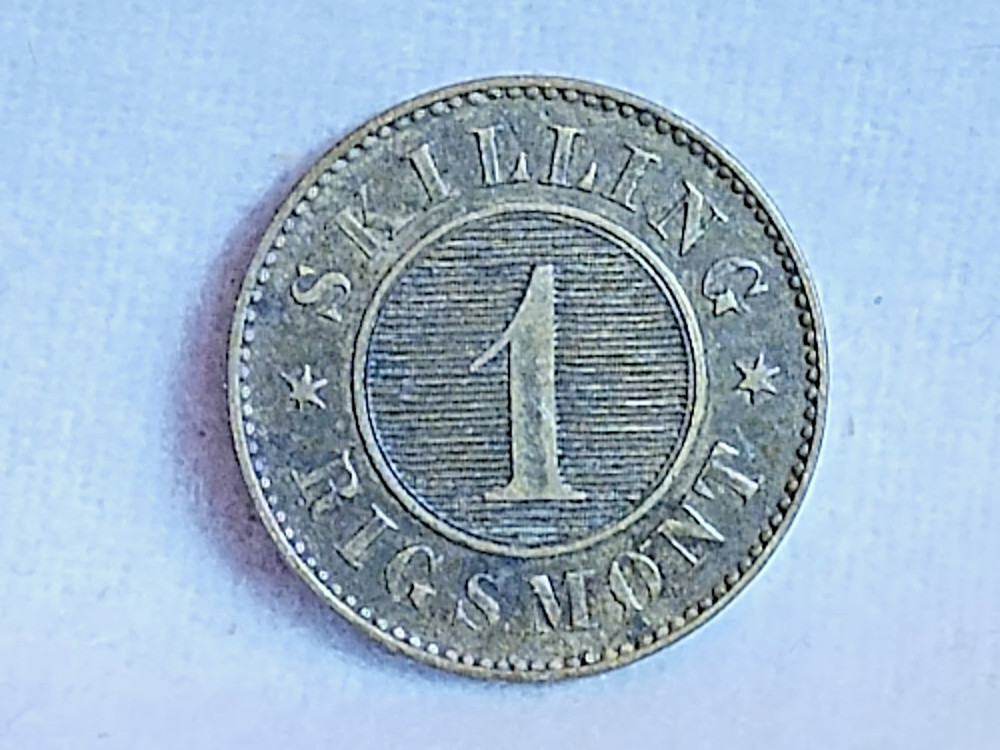 1856 Denmark 1 Skilling Coin