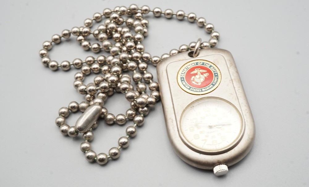 WWII USMC Marine Iwo Jima Veterans Watch With Bead Chain