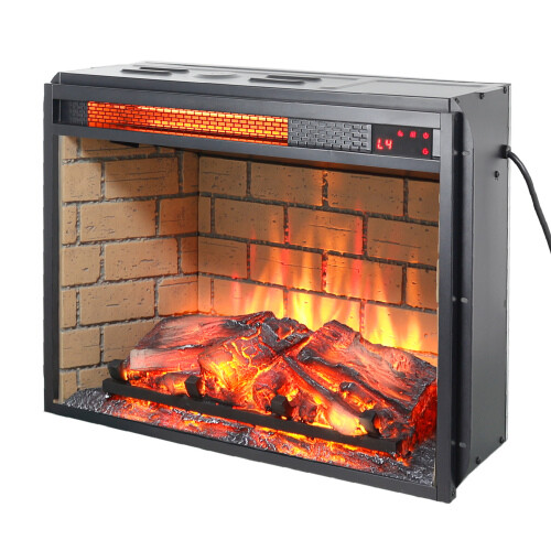 23" Electric Infrared Quartz Fireplace Insert Log Flame Heate Remote Control US