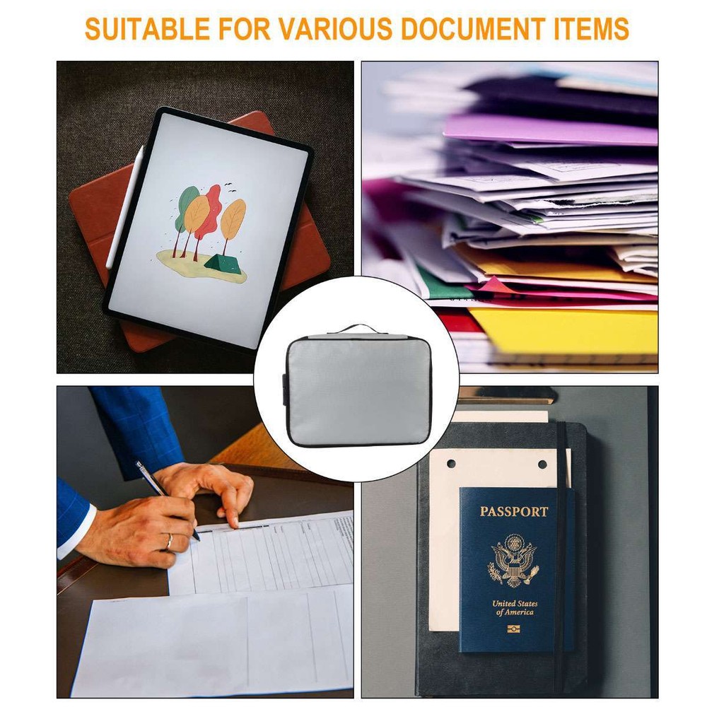 2000℉ Fire Proof money Bag Fireproof Document Pouch Waterproof Safe Cash US