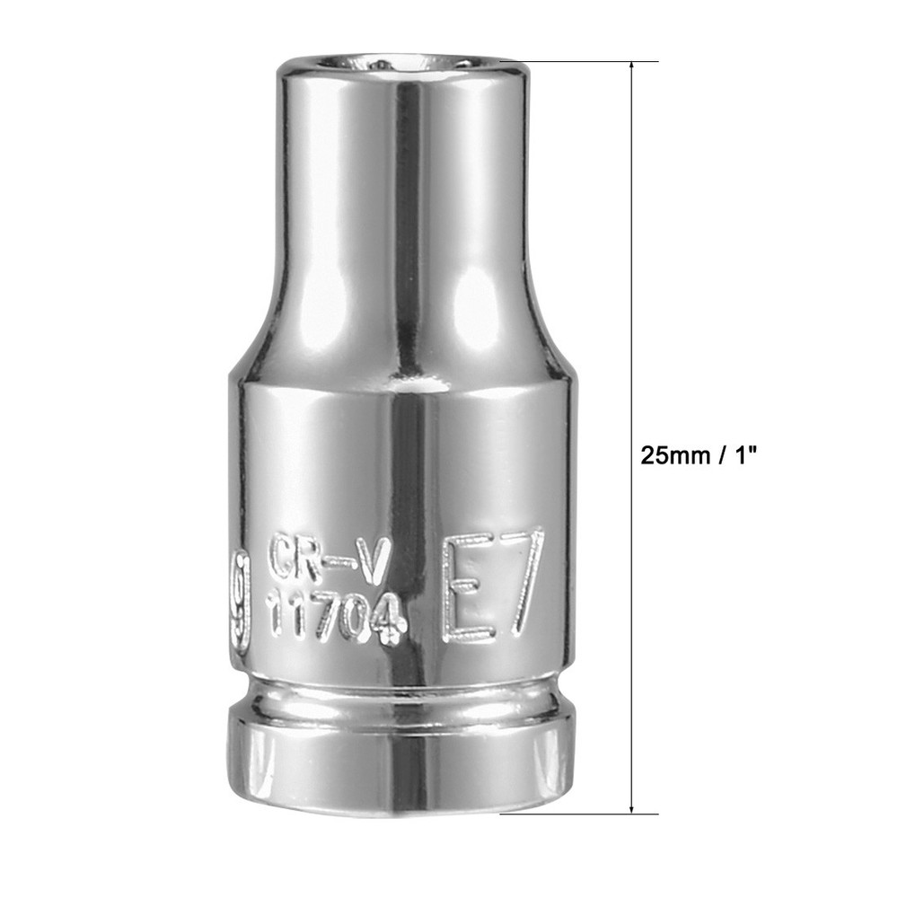 2Pcs 1/4-inch, Drive E7 External Torx Shallow Socket, Cr-V Steel