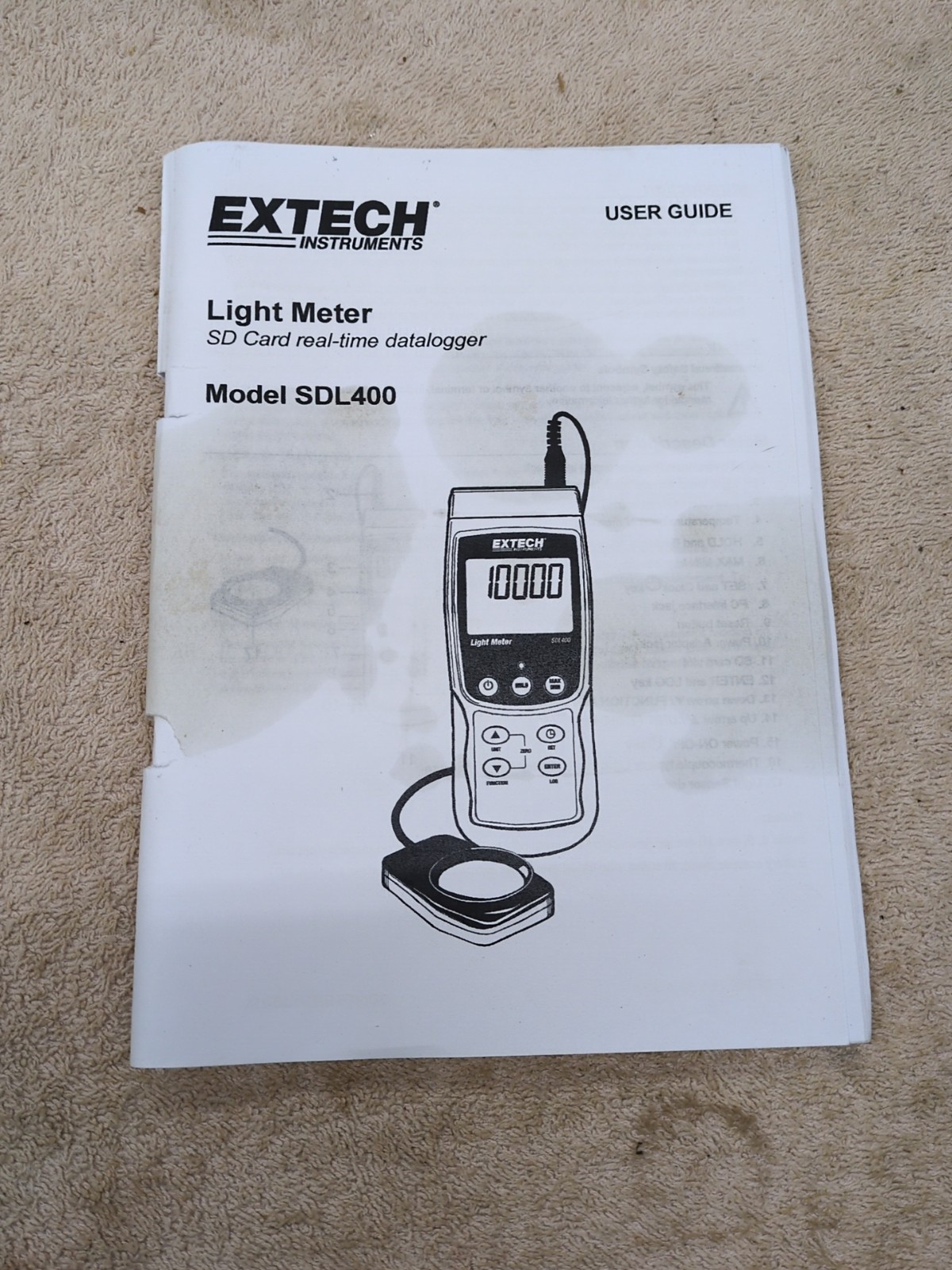 NOS Extech SDL400 Light Meter Datalogger Lumens LUX Foot-Candle/s ED4U 4082