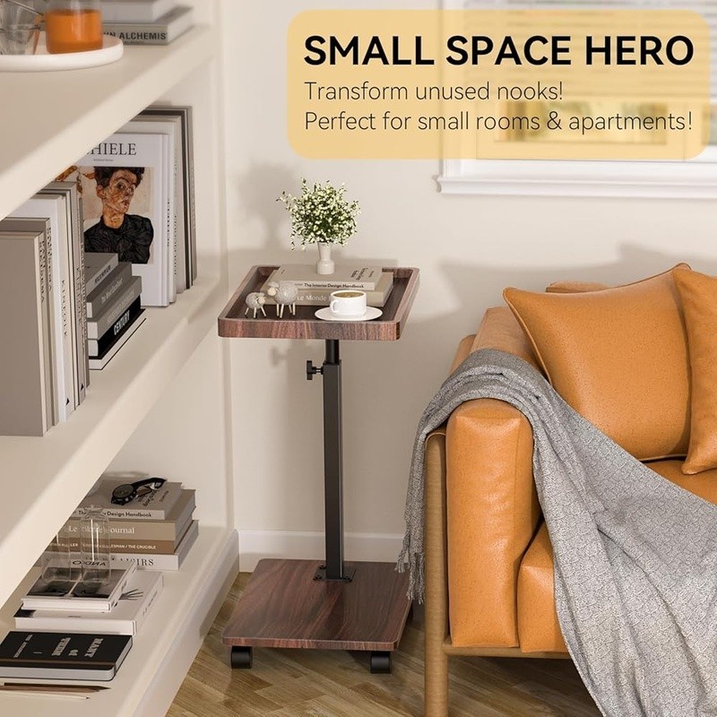 Adjustable Height Rolling C Side Table Multifunctional Laptop Snacks Living Room