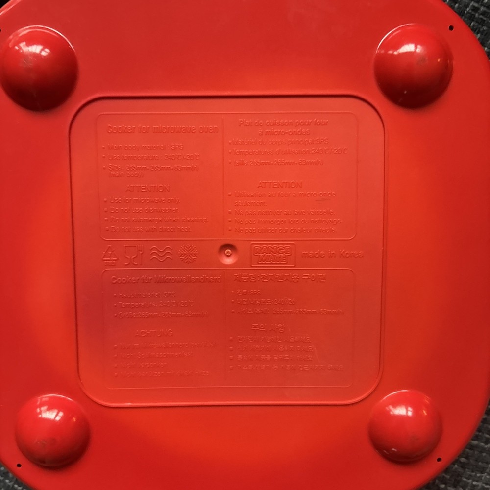 Range Mate Microhearth Orange Microwave Grill Pan & Lid Rectangular Very Good