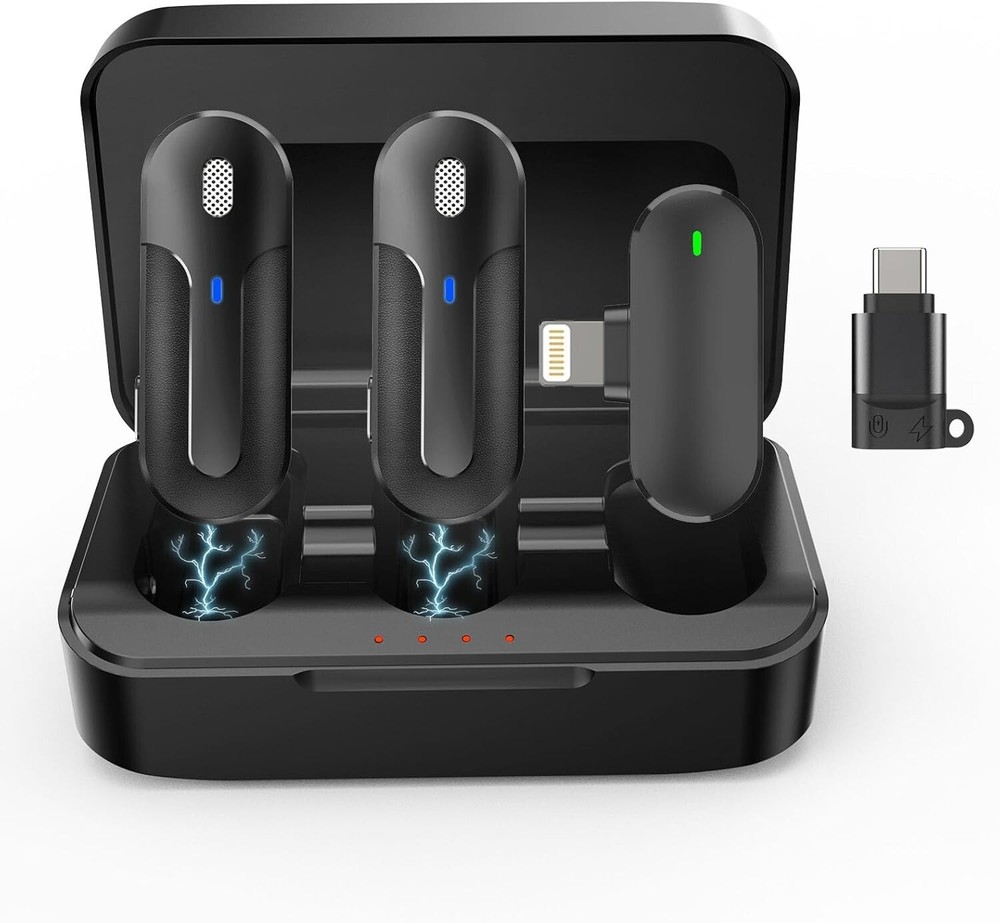 Wireless Lavalier Microphones for iPhone, Android, & Camera 2.4G Video Recording
