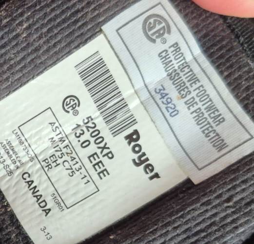 Royer 5200XP Protective Work Boot Mwn 13 EEE EXTRA EXTRA WIDE Hazard Puncture