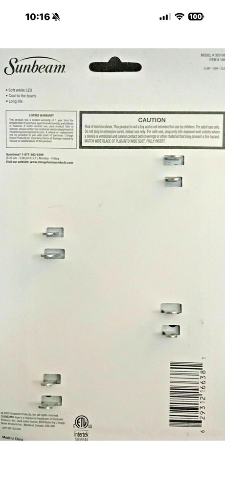 New Sunbeam 4 Pack LED Automatic Plug In Sensor Night Lights