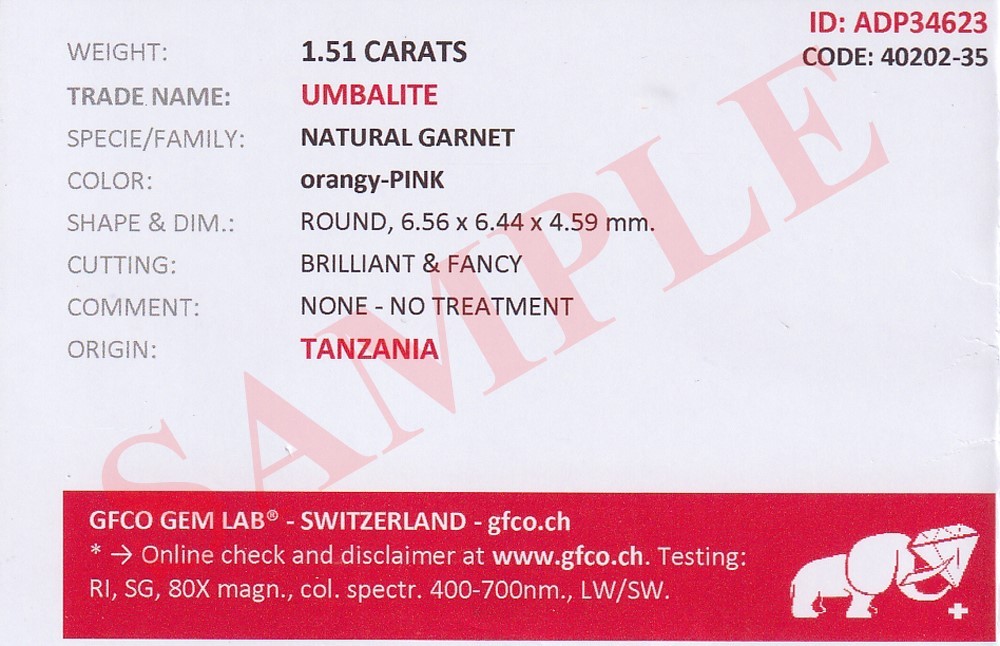 GFCO GEM LAB® Swiss Gem Certificate – Professional Gemological Report Card