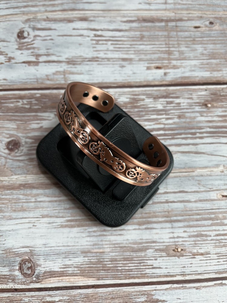 Motorbike Pattern Magnetic Therapy Pure Copper Bangle Bracelet