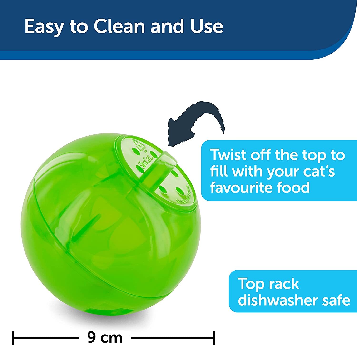 PetSafe Slimcat Interactive Feeder Ball For Food or Treats Holds Up To 2/3 Cup
