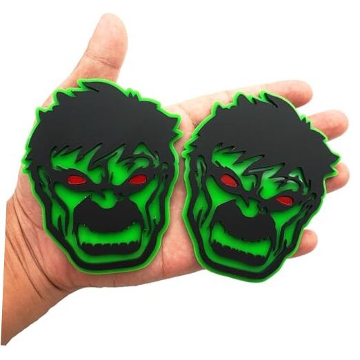 Pair Set Angry Hulk Emblem 3D Badges Custom New Aggressive Sticker Green Red