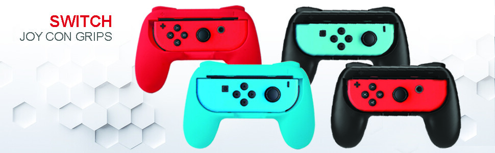Switch Joy-Con Controller Handle Grip Nintendo Switch (Red/Blue/Black)2PK