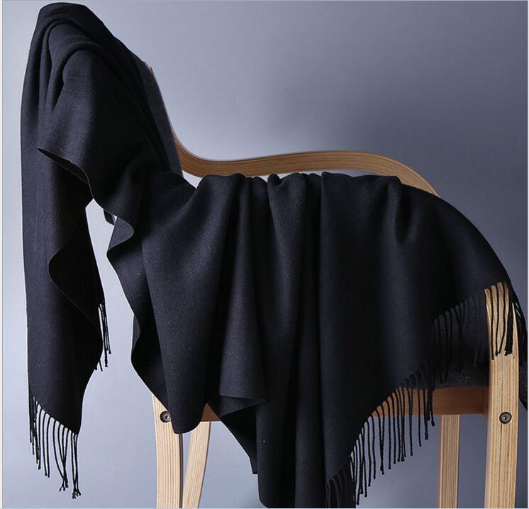 Mens Womens Oversize 100% Cashmere Scotland Wool Blanket Shawl Wrap Solid Scarf