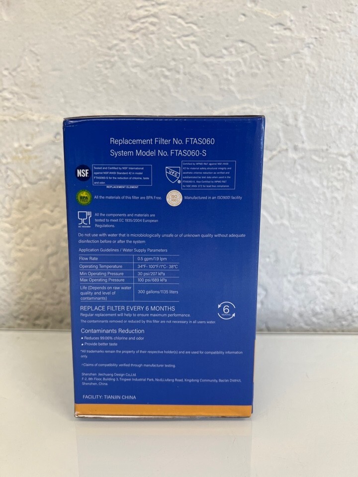 Fiitas Refrigerator Water Filter FTAS060 Replacment