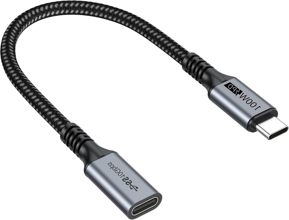 Small USB C Extension Cable 1FT, Short USBC Extender Cord (10Gbps) Grey