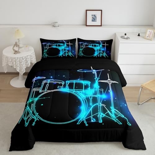 Drum Kit Bedding Set Abstract Musical Instruments Comforter Set Twin Multi 38