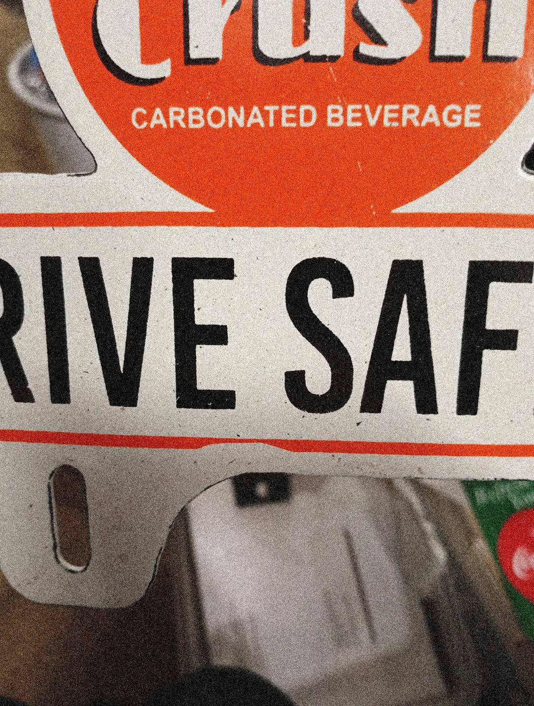 Porcelain Enjoy Orange Crush Drive Safely Topper