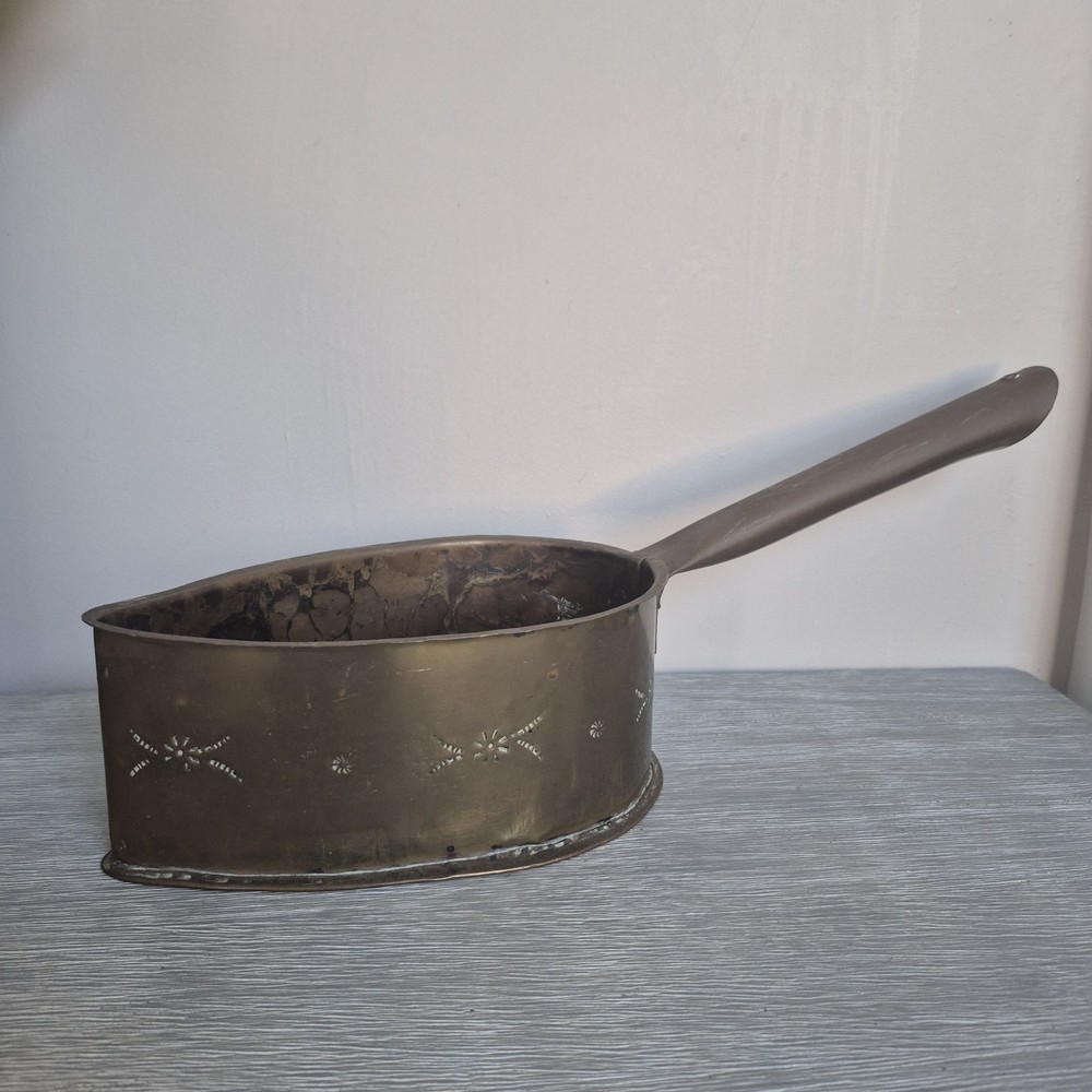 Vintage Copper Fireplace Ash Shovel Hearth Coal Scoop Rustic Star Pattern
