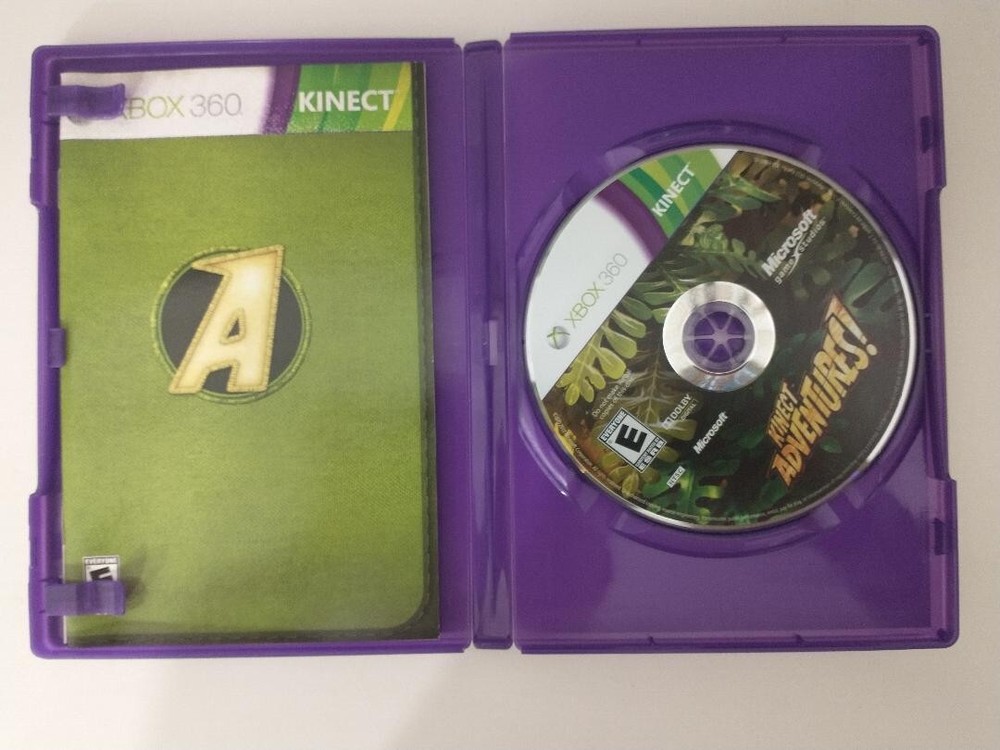 Authentic Xbox 360 Kinect Sensor Black + Kinect Adventures Game + US Seller