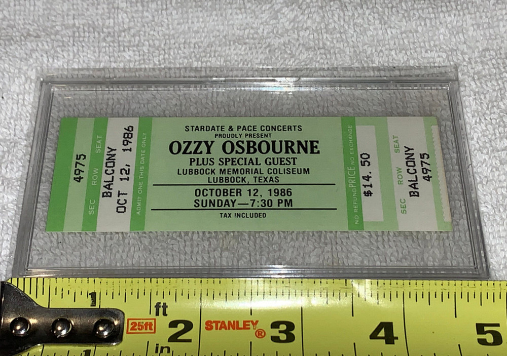OZZY OSBOURNE UNUSED 1986 CONCERT TICKET LUBBOCK COLISEUM TX Black Sabbath USA