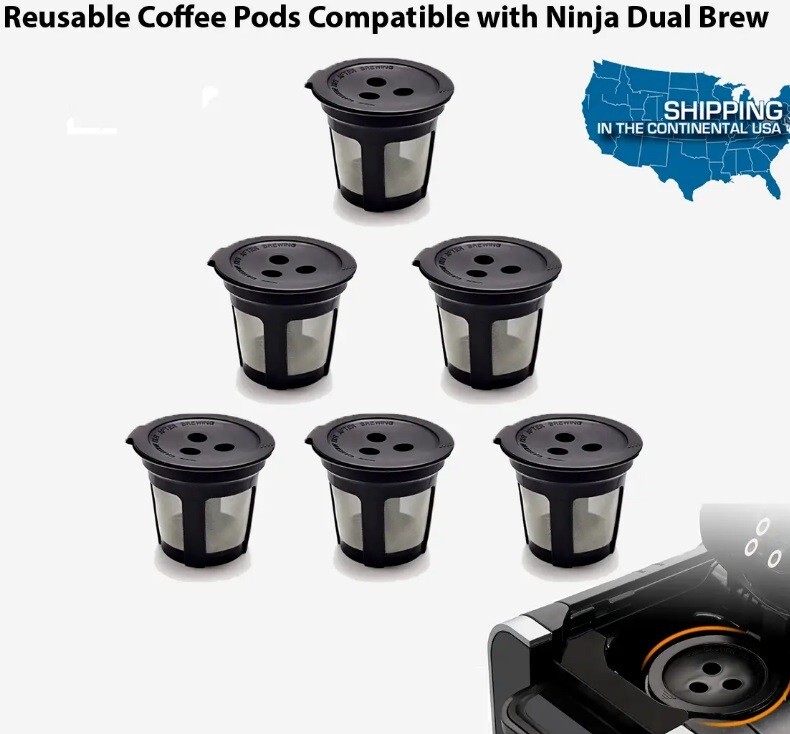 Ninja Dual Brew Coffee Maker 6 Reusable Refillable K Cup Coffee Filter Pods