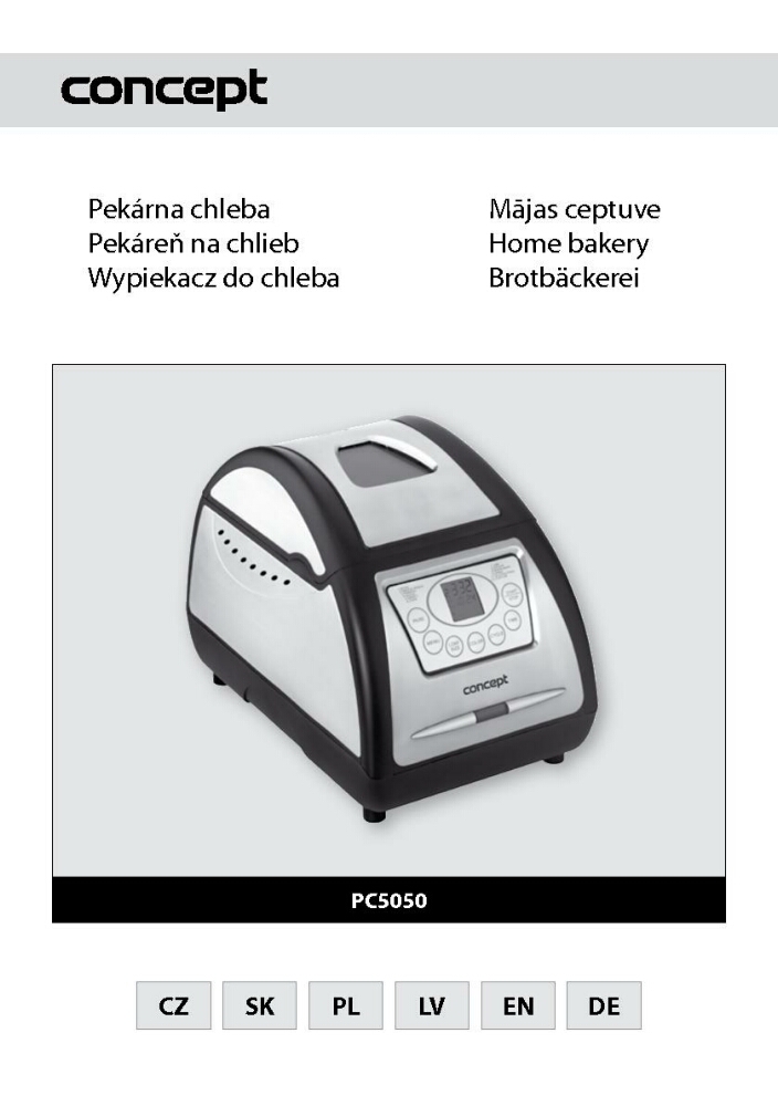 Concept PC-5050 Bread Machine Owners Manual