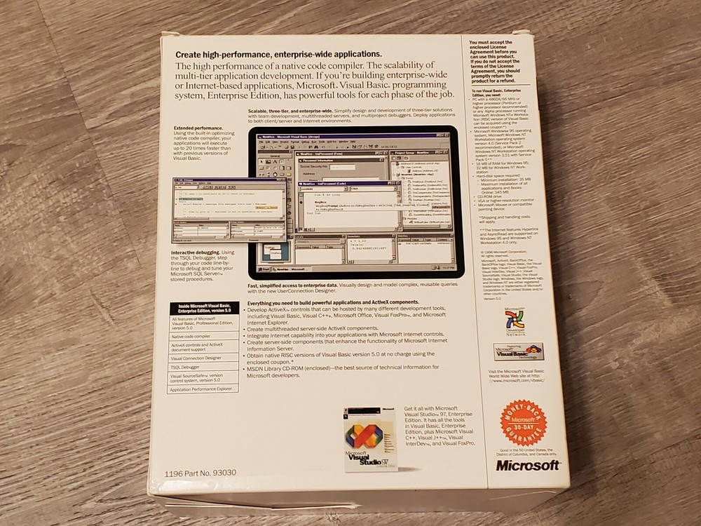 Microsoft Visual Basic Enterprise Edition 5.0 Upgrade Box Set with KEYS
